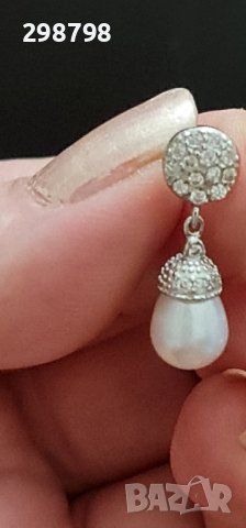Дамски обеци от естествени перли и сребро, снимка 16 - Обеци - 36078975