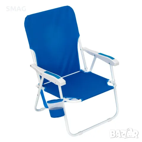 Син сгъваем плажен стол с дръжки 58x56x74см S_1126766
