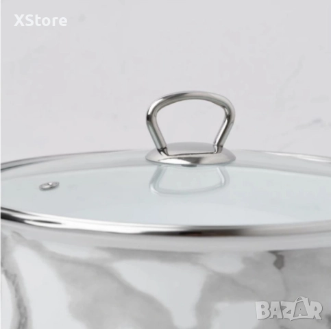 Тенджера Goldmann GM 8017-20W, 22/24 Емайл, Индукция, Бял/ Мрамор, снимка 6 - Съдове за готвене - 52507048