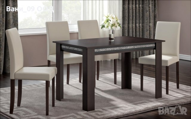 Стабилна трапезна маса в цвят венге, снимка 2 - Маси - 36721836