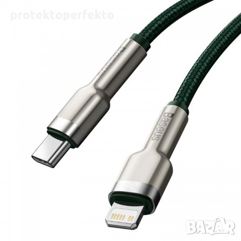 Кабел Type-C lightning BASEUS iPhone, 5A, 20W, 2m, Fast charge – зелен, снимка 4 - USB кабели - 32942239