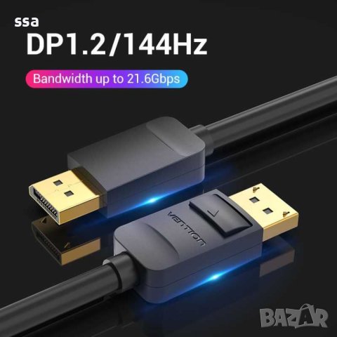 Кабел - Display Port v1.2 DP M / M Black 4K 5M - Vention HACBJ, снимка 7 - Кабели и адаптери - 43416563