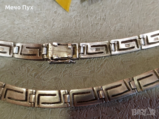 Сребърно полутвърдо колие (341), снимка 2 - Колиета, медальони, синджири - 51489423