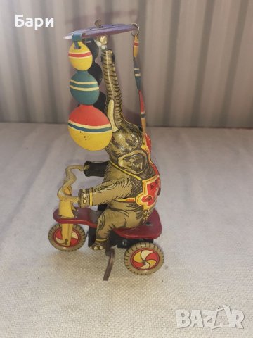 Рядка тенекиена играчка слон на триколка, снимка 3 - Колекции - 37129207