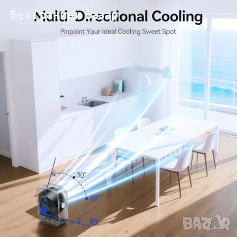 Нов Преносим настолен вентилатор 100 степени турбо поток LED дисплей, снимка 4 - Други стоки за дома - 53525152