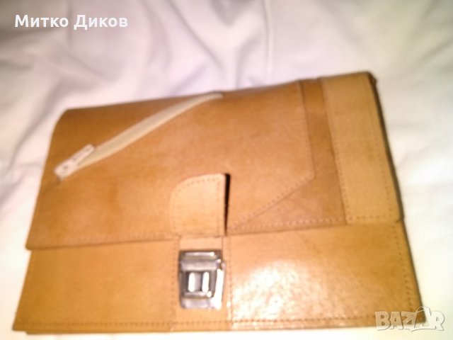 Чанта за ръка естествена кожа светла 210х155х40мм нова
