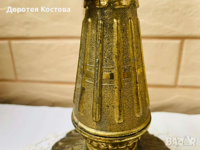 Красива голяма месингова лампа от Англия, снимка 4 - Антикварни и старинни предмети - 53398702