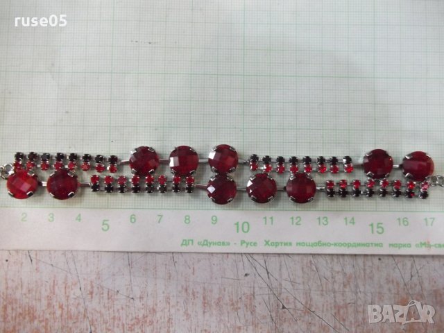 Верижка за ръка с червени камъни имитационна бижутерия, снимка 2 - Други - 32668744