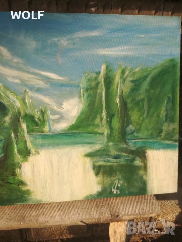 Art Deco Масло бои платно 100-70см авторска от германия, снимка 3 - Картини - 36696272