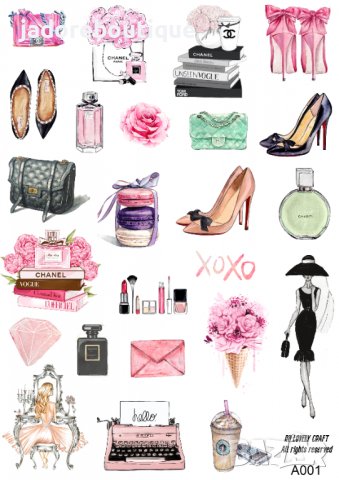 Скрапбук стикери за декорация планер мода girl fashion самозалепващ лист А5 - различни видове , снимка 1