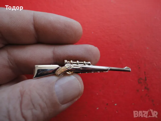 Уникална позлатена щипка за вратовръзка снайпер , снимка 4 - Други - 49606380