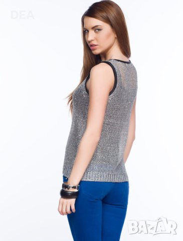 Сребрист потник-топ S/M-20лв.НОВ, снимка 2 - Корсети, бюстиета, топове - 40244782