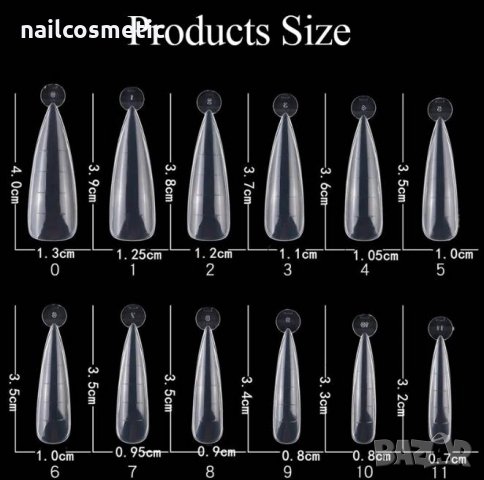 Остри горни форми DUAL за изграждане с полигел / Polygel -50бр stiletto, снимка 2 - Продукти за маникюр - 32215920