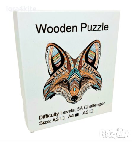 Дървен пъзел животни Глава на Лисица / 27 модела А4 размер / Size M, снимка 3 - Игри и пъзели - 43245807