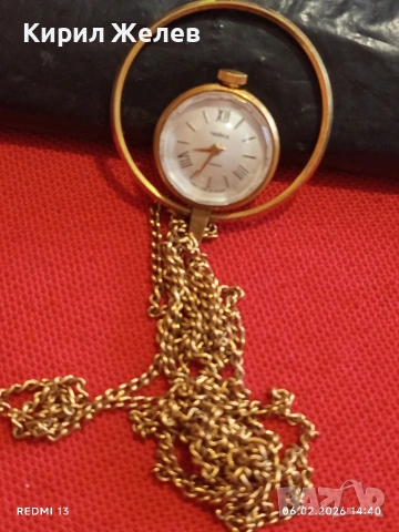 Дамски механичен часовник колие Чайка СССР позлатен много красив 53631, снимка 8 - Антикварни и старинни предмети - 53381902