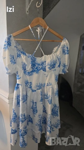 УНИКАЛНА ЛЯТНА РОКЛЯ В СИНЬО И БЯЛО