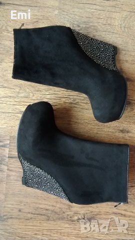Дамски черни боти на платформа, С камъчета, 39, снимка 6 - Дамски боти - 43283347