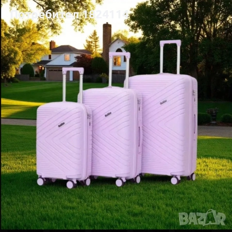 Комплект твърди куфари с колелца, снимка 2 - Куфари - 51596975
