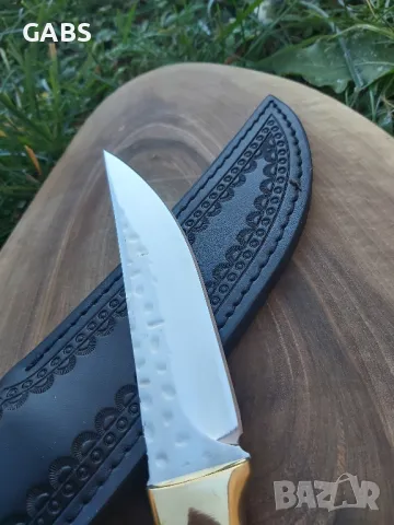 Ловен нож фултанг с кожена кания, снимка 4 - Ножове - 49230242