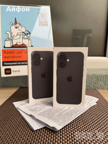 НОВИ!36М ГАР /*ЛИЗИНГ*/ iPhone 16 128Gb Black Айфон Гаранция, снимка 1