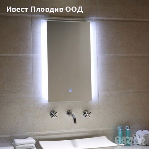 Огледало за баня 50х70см с вградено LED осветление и “Touch screen”, снимка 1 - Огледала - 27505850