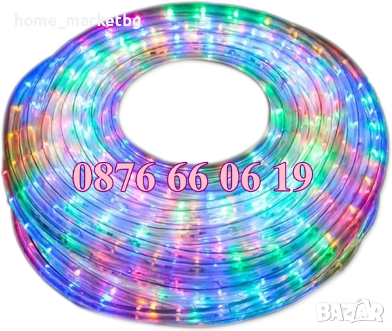 Многоцветен светещ коледен маркуч 10 м + контролер