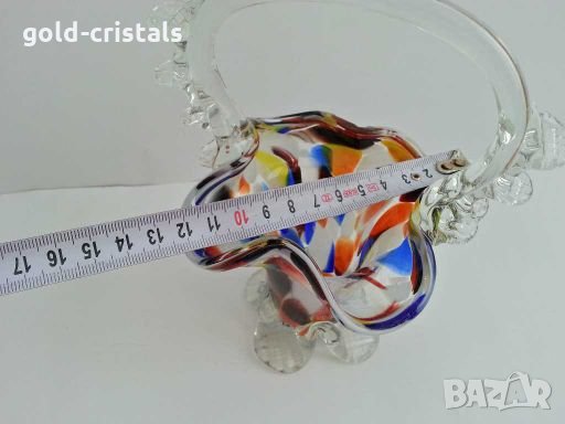 антикварна кошничка цветно кристално стъкло, снимка 5 - Антикварни и старинни предмети - 28364904