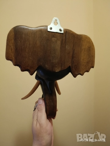 Дървена слонска глава, снимка 3 - Декорация за дома - 51759936