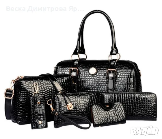 Чанти  6 части "Ню йорк" тип крокодилска, с визитник ключодържател BAG17, снимка 6 - Чанти - 49394266