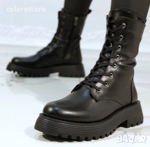 Равни боти - черна кожа - BZT2