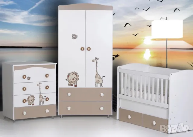 Комплект за бебешка стая кошара гардероб и скрин, снимка 1