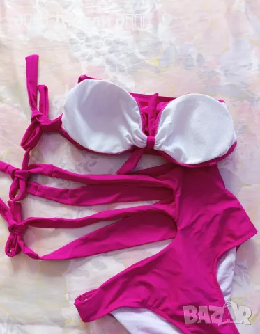 Ефектен розов бански с подплънки 🩷, снимка 12 - Бански костюми - 49751112