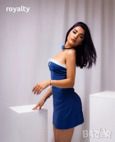 Синя стилна дамска рокля , снимка 5 - Рокли - 49509980