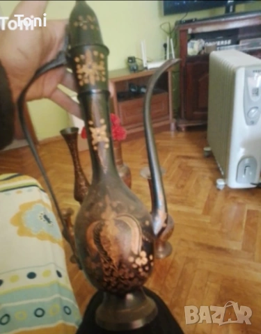 индийска ваза 4 броя, индийска купа 6 броя-SKE,CHINAR,Ramnath+1 ибрик-(handmade made in india), снимка 12 - Антикварни и старинни предмети - 53417140