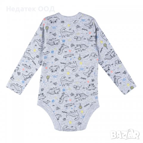Памучно боди за момче, Динозаври, 12 - 18 м, Сиво