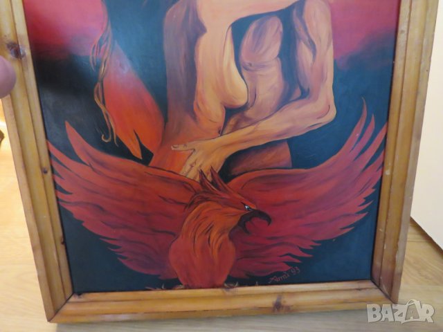 картина, еротика Мъжът и жената в огъня на любовта закриляни от огнения феникс - 18+, снимка 3 - Картини - 26491674