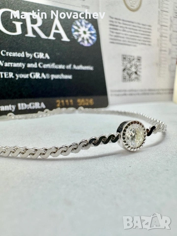 Сребърна гривна с мойсанит (Диамант) 0.5 карата, снимка 12 - Гривни - 53039715