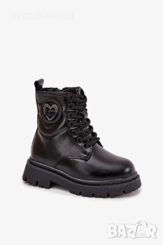 Детски боти до глезена с подплата за момичета с декорация LOVE, Rosaira, 2цвята , снимка 2 - Детски боти и ботуши - 52362391