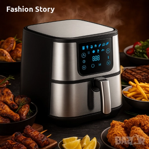 Еър фрайър Scheffler LQ-5001BS – 5.5L здравословно готвене с до 80% по-малко мазнина, снимка 3 - Мултикукъри - 51946705