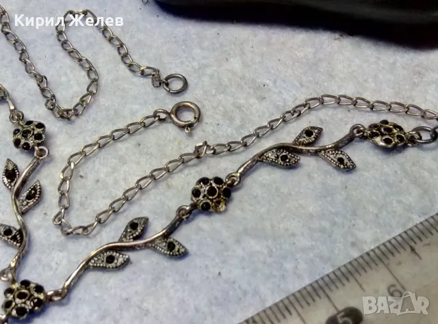 РАЗКОШНО ФЛОРАЛНО СКЪПОЦЕННО СРЕБЪРНО КОЛИЕ СРЕБРО 925 с ЮВЕЛИРНО ФАСЕТИРАНИ МАРКАЗИТИ 37725, снимка 13 - Колиета, медальони, синджири - 49606164