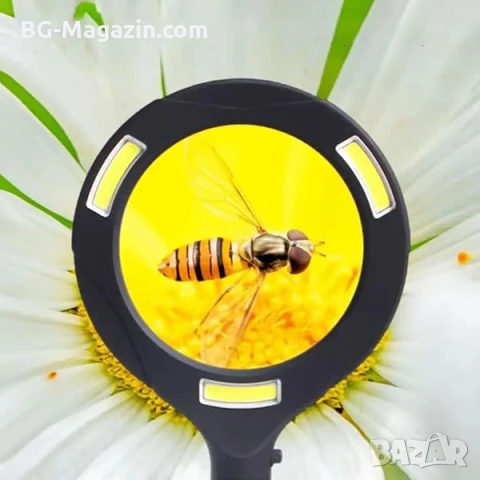 Увеличителна ръчна лупа с LED осветление COB лампа за четене на книги голям диаметър 3X увеличение, снимка 5 - Други инструменти - 50919610