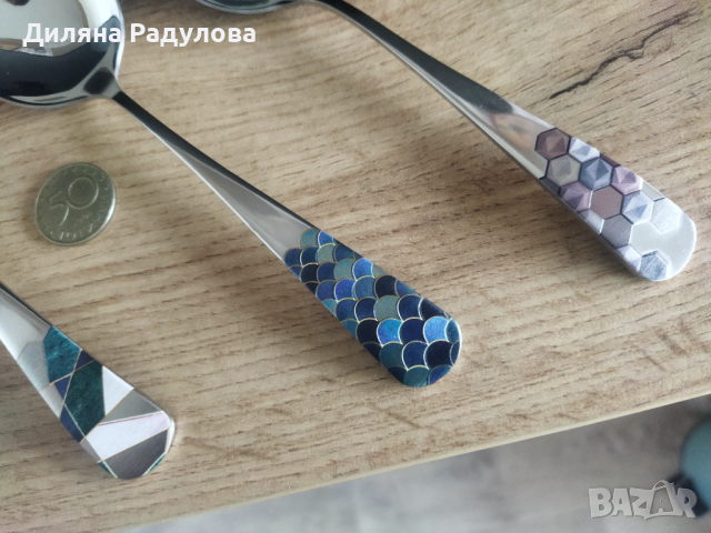 3 бр. метални декоративни лъжици, снимка 11 - Прибори за хранене, готвене и сервиране - 53426243