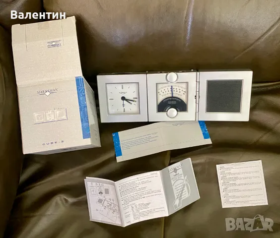 Винтидж радио часовник будилник MARKSMAN CUBE 3, снимка 6 - Друга електроника - 50334077