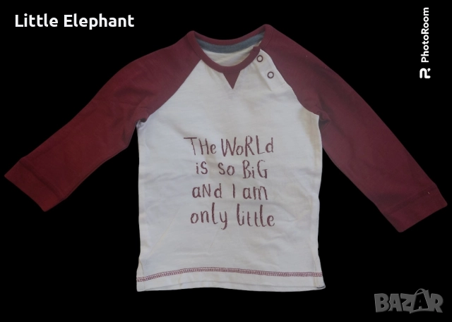Блузка с дълъг ръкав за момченце на 12-18 мес"The world is so big and I am оnly little",Англия/нова