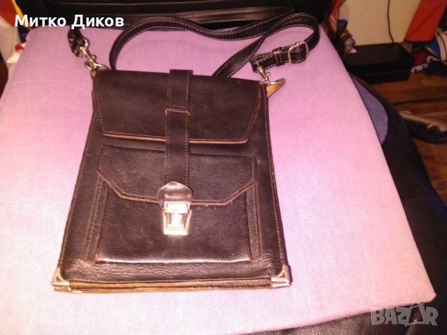 Мъжна чанта за през рамо естествена кожа №22 185х60мм250х, снимка 1 - Чанти - 44131863