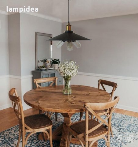 ПЕНДЕЛ С ТРИ ФАСУНГИ И МЕТАЛЕН АБАЖУР, снимка 5 - Лампи за таван - 34856851