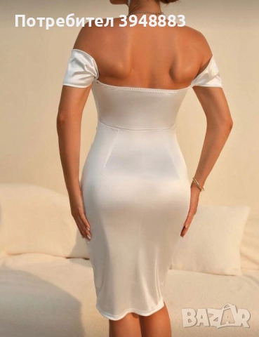 Елегантна бяла рокля, снимка 4 - Поли - 52239104