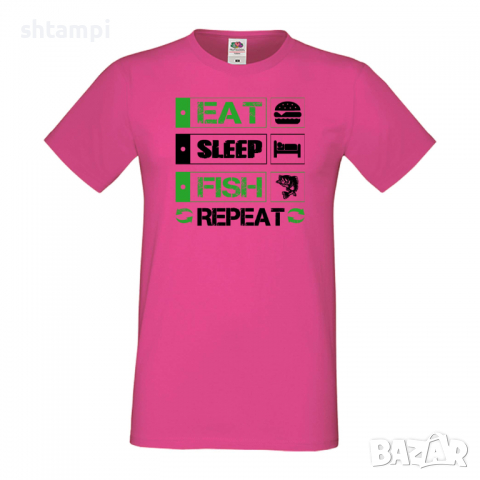 Мъжка тениска Fish 2,Sleep,Fish,Anime,Repeat,Ядене,Спане,Риба,Подарък,Повторение,Празник,, снимка 5 - Тениски - 36418990