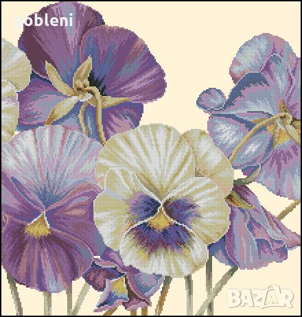 гоблен-триптих "ТЕМЕНУЖКИ" Д46; размери /63*27/см.; 38 цвята;69 лв, снимка 3 - Гоблени - 28285342