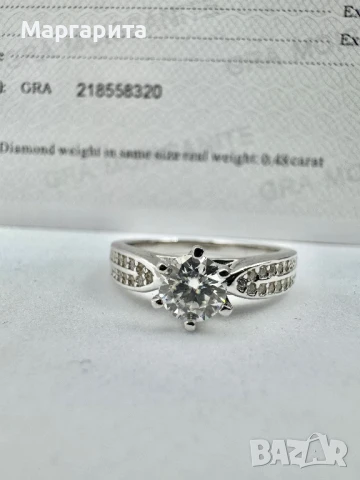Сребърна пръстен с мойсанит 0.5 карата